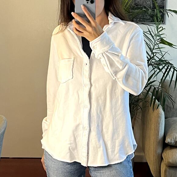 Frank & Eileen relaxed button up in triple fleece white size S cotton - Picture 1 of 8